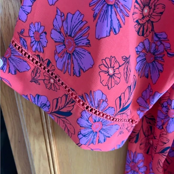 Jessica Simpson Red & Purple Floral Kimono/Robe size L/XL - Picture 6 of 8